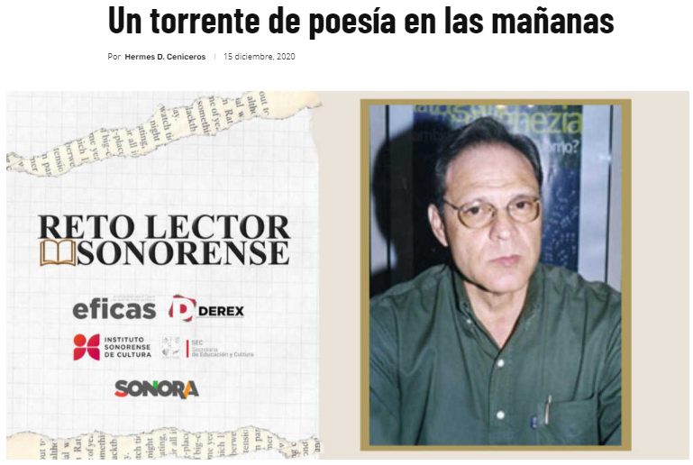 RetoLectorSon's tweet photo. La poesía de Juan Manz debe estar en todos los libreros de Sonora y sus versos recitarse en las escuelas porque son un canto universal a la naturaleza y al espíritu de nuestra tierra. 

Te invitamos a leer la reseña "Madera la mañana" del #RLS2020: https://t.co/3sH01U9PQL https://t.co/DhfksIC7Um