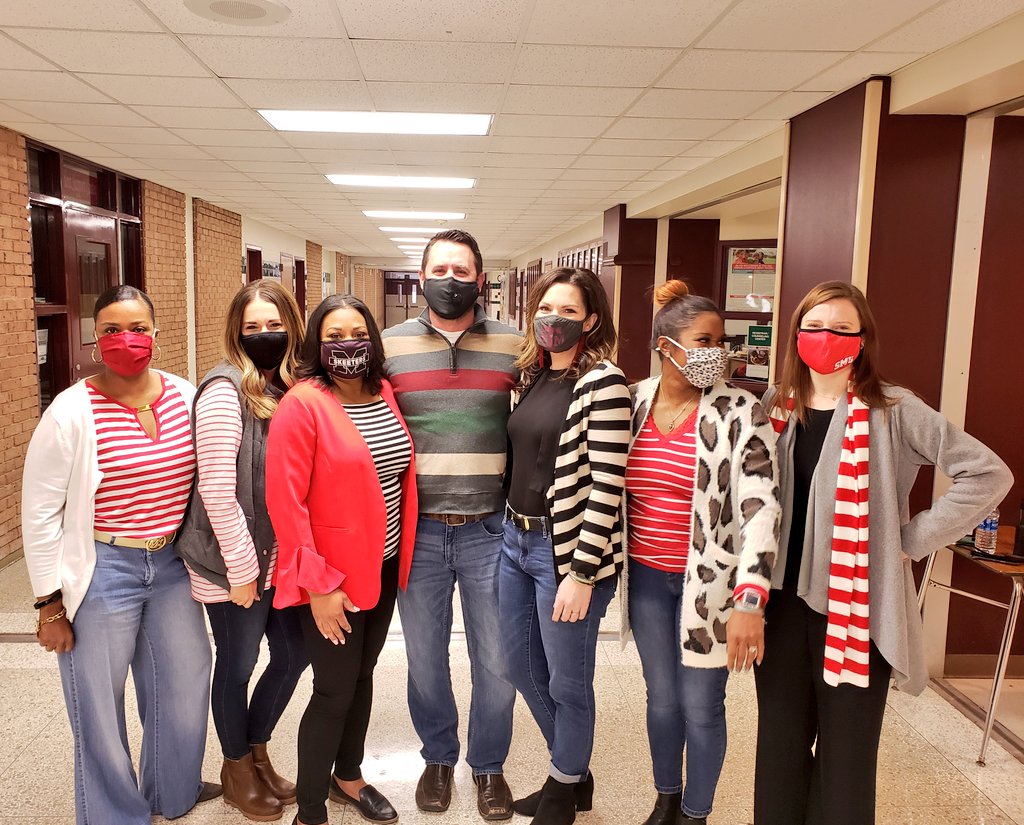 MesquiteHS's tweet photo. On the ninth day of our holiday countdown, our students &amp; staff showed that they have earned their stripes! It was candy cane lane for our staff. #WeveEarnedOurStripes #MHS12Days https://t.co/rja8Ck4T0W