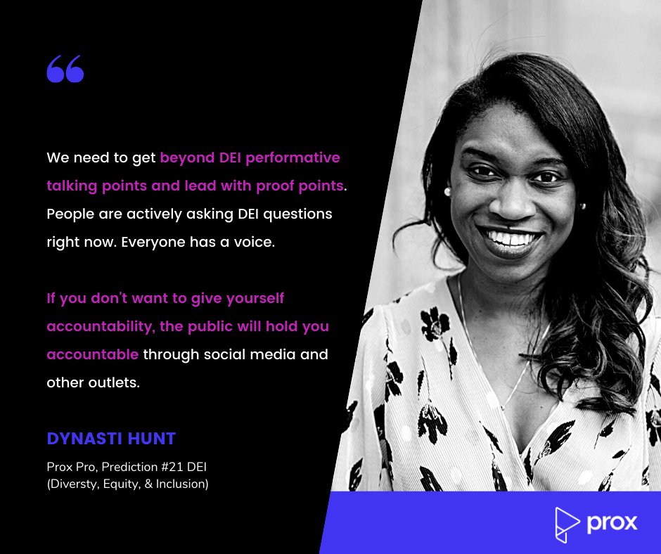 prox_app's tweet photo. #2020 has taught us many things, and with only a few days left until 2021, we've got 21 #predictions from our experts. #Prediction 21 from #ProxPro @dynastihunt about Diversity, Equity, & Inclusion #DEI: https://t.co/TBvyszWEer