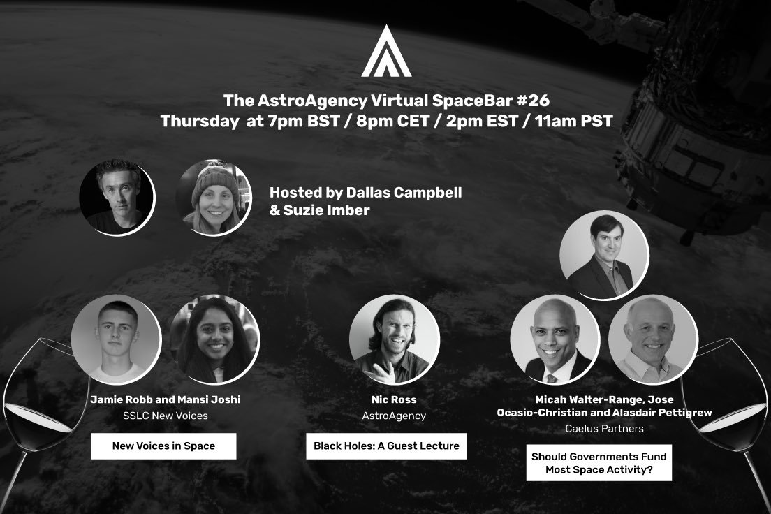 theAstroAgency's tweet photo. 📣 SpaceBar #26 Update

Look out your Xmas jumpers &amp; join us tomorrow for the final #SpaceBar of 2020 🎉🪐☄️

We have discussion panels for you to join, a lecture to take in &amp; plenty of space networking served up by @dallascampbell &amp; @SuzieImberSpace

>> https://t.co/QY2tiwPeI0<< https://t.co/TPUZwDMqMV