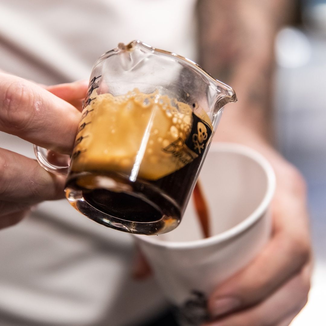 EP Stocking Stuffers - Let's start off with an essential.  Honestly, every coffee lover should have a few of these EP/Jolly Roger/Barista Basics shot glasses.  Order 5, order 10, and drop them in the bottom of every Christmas stocking you see.
.
📸 - @seeseemotorcoffee (#coolpic)