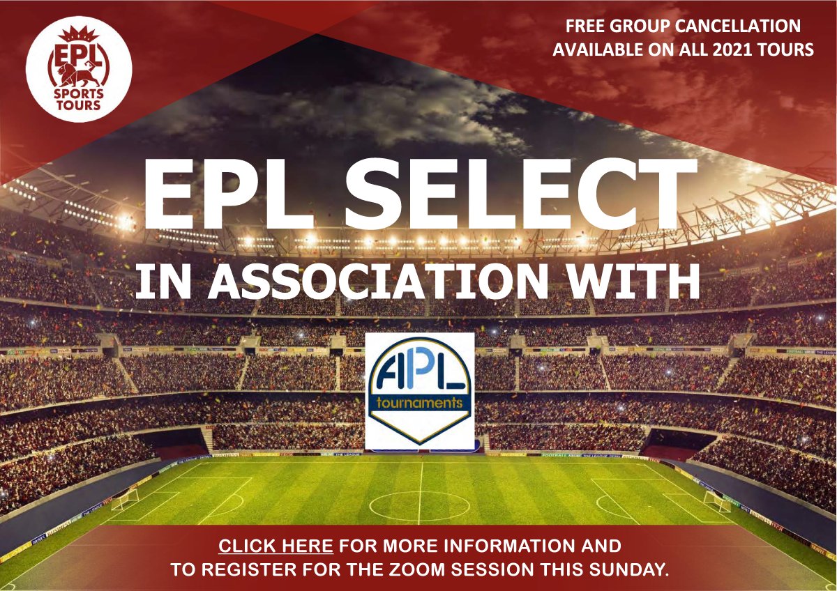 FCDPC's tweet image. APL Tournaments Partners with EPL Sports Tours conta.cc/3oZzjLT