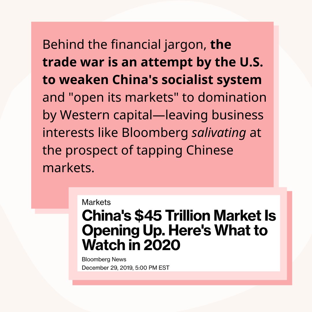 What's the U.S.-China trade war all about? Beneath the jargon of tariffs, futures, and market access, our latest infographic analyzes the "trade war" as a front of U.S. aggression on China's economic sovereignty and people-centered development.  https://www.instagram.com/p/CIyQ0fzAf4q/ 