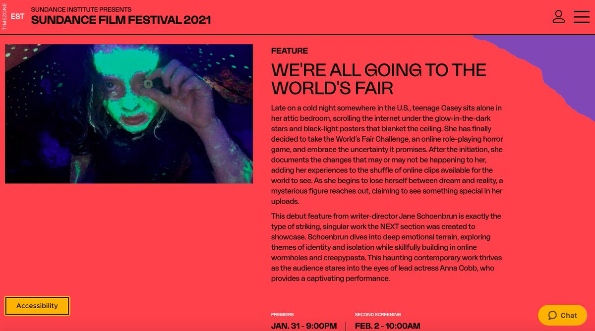 Couldn't be prouder to share some news: my first narrative feature WE'RE ALL GOING TO THE WORLD'S FAIR is finished, and is premiering next month at the 2021 Sundance Film Festival

fpg.festival.sundance.org/film-info/5fd0…