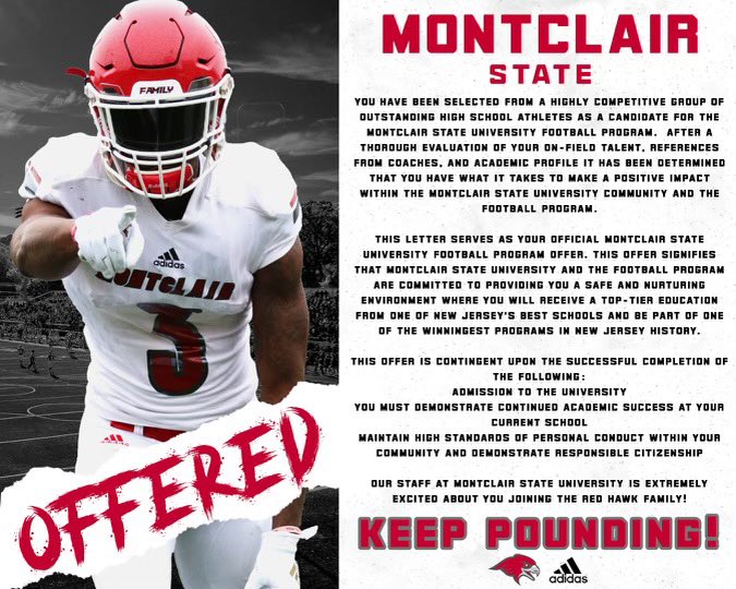 JoeKubFootball's tweet photo. Extremely thankful to have received a roster spot to ⁦@Montclair_FB⁩ from Coach ⁦@ToddAgresta⁩! https://t.co/XmNPXprFdd