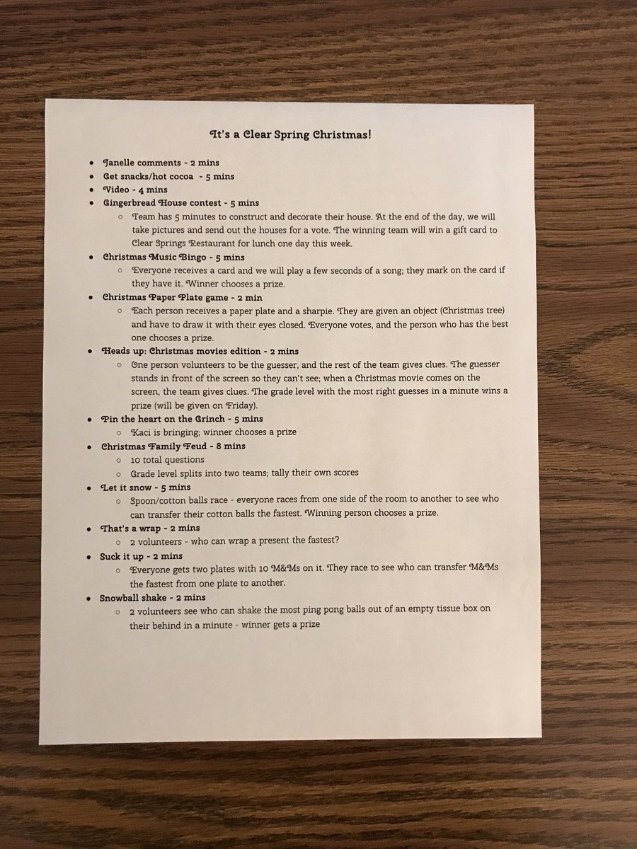 ClearElementary's tweet image. Surprise! Today’s CTC agenda @ClearElementary today. #purefun @cseskinder @CSESFirsties @CSES_2ndgrade @CSES_3rdgrade @CSES_4thGrade @CSES_5thgrade @CSpecialsteam CTC (Christmas Time Cheer)