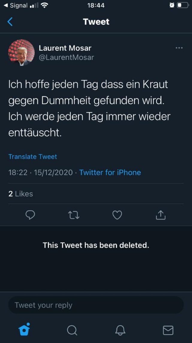 matflamm's tweet photo. Da kann een emol eng Kéier mat engem Tweet vum Lorry Laurent #Mosar averstanen sinn, a bedaueren, dass hien esou ee Kraut nach net fir sech fonnt huet, an dann gëtt deen Tweet geläscht... 😁 https://t.co/oRfJu3odZI