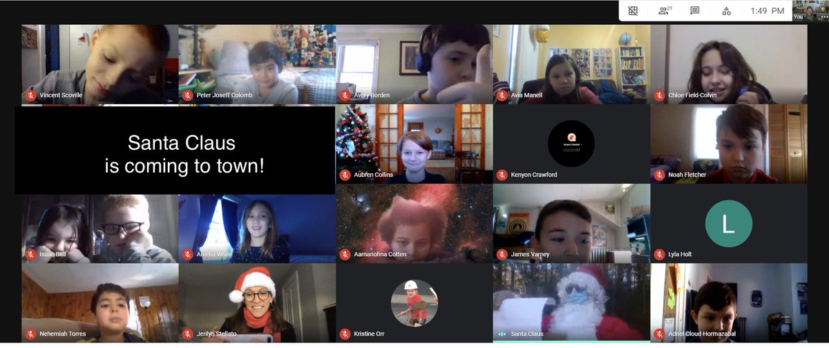 whitney3rd's tweet photo. Santa Claus made a guest appearance today in virtual school!  The look of pure joy and excitement was priceless! @SGFSchools @GlensFallsCSD #VirtualSanta #BridgingTheFalls https://t.co/AChu6UjpWj