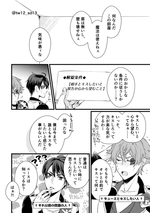 エスデュの日に上げたかったやつ。n億番煎じの出られない部屋ネタ
#twst_BL 