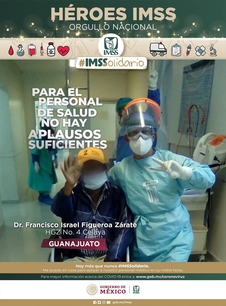 Tu_IMSSGto's tweet photo. #HéroesDeLaSalud que luchan contra el #COVID19 en México.
#IMSS #Guanajuato 💚 Personal Médico HGZ No. 4 #Celaya
#GraciasPorCuidarnos #UnidosSaldremosAdelante #FamiliaIMSS #IMSSsolidario https://t.co/EFIS9390yG
