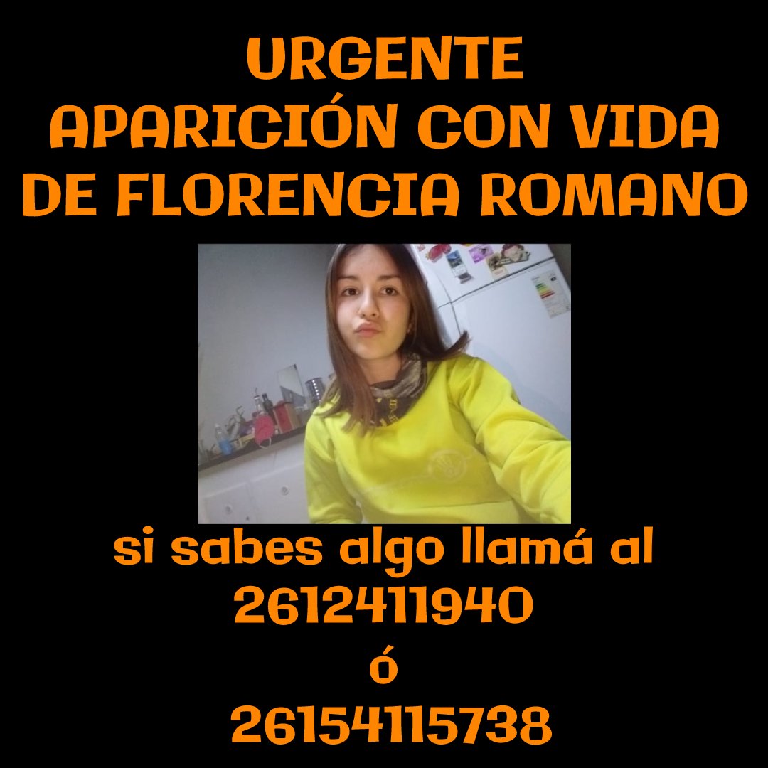 vaninabiasi's tweet photo. Por favor difundir. Florencia está desaparecida desde el sábado. Es de Guaymallén, Mendoza. 
#AparicionYA https://t.co/RBEDwvhsZj