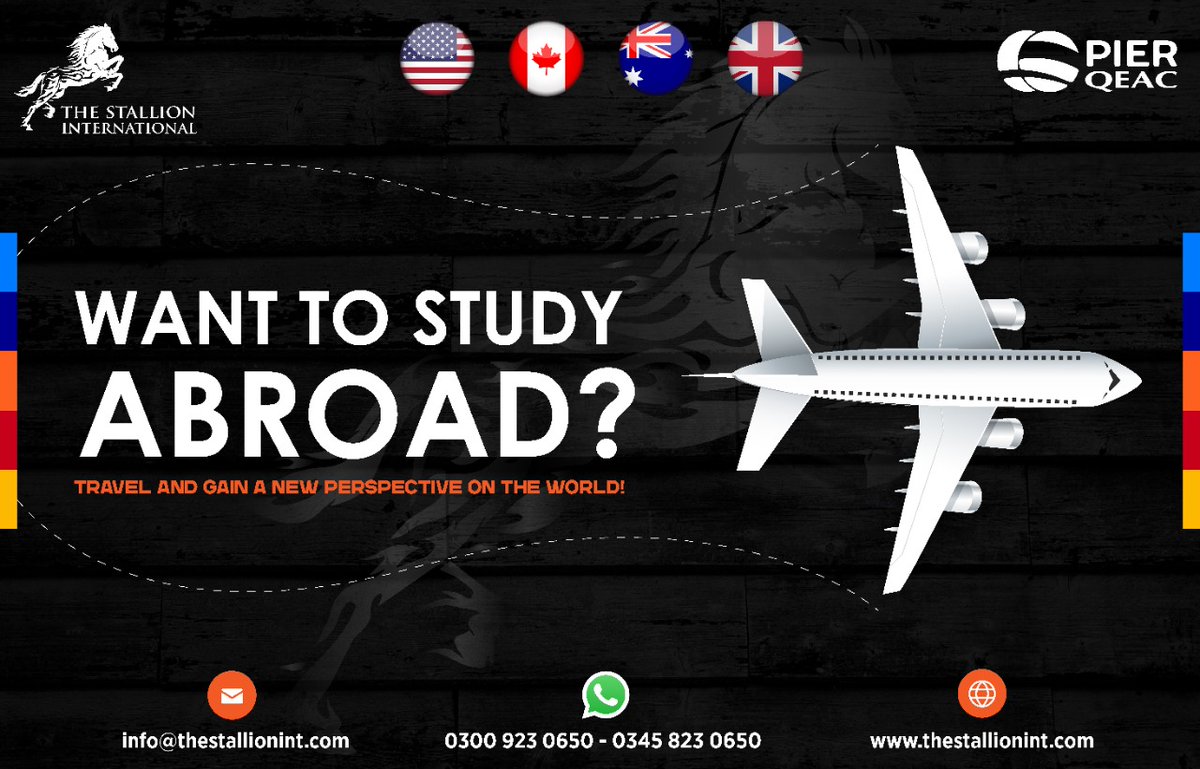 TheStallionInt2's tweet image. &quot;Plan and Apply with Registered Professionals&quot;
International students that are willing to continue their education dream
Study &amp;amp; Explore in #Australia #Canada #USA #NewZealand 
Call now: ++92 300 923 0650/ +92 345 823 0650
Email: info@thestallionint