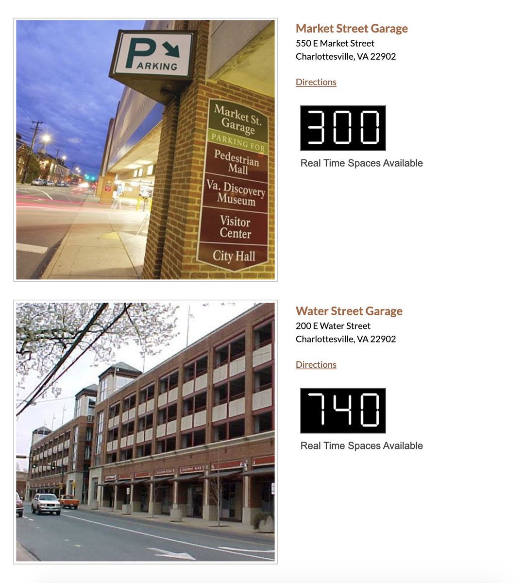 someone asks about the proposed digital readout signs for the parking garages displaying the # of current open spots - the two roadblocks here have been cost & approval from the board of architectural review. the info is available on the city's website. https://charlottesville.org/240/Parking-Garages