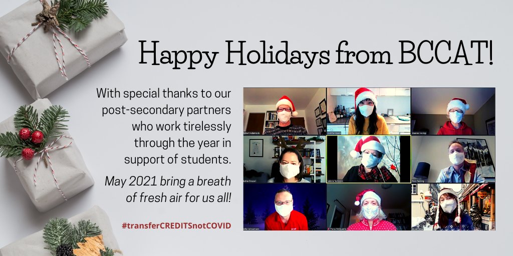 bccat_org's tweet image. Happy Holidays from all of us at BCCAT! #transferCREDITSnotCOVID #BCTransferSystem #2021islookingprettygood