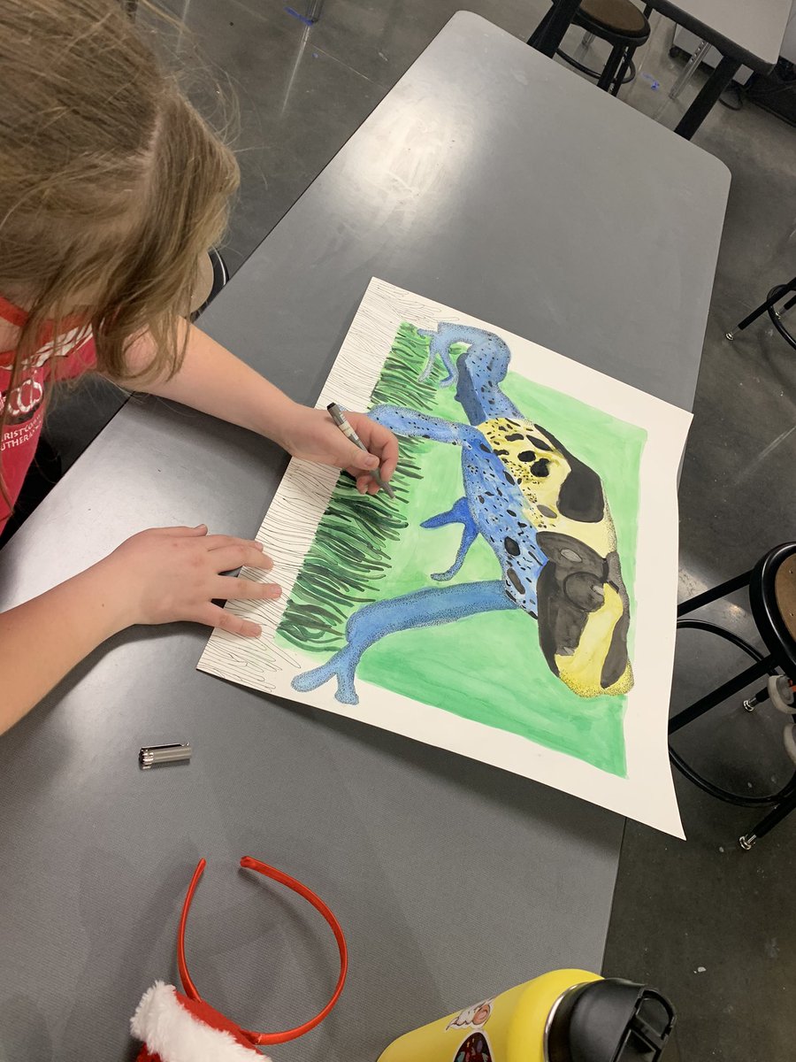 CCLSFIALA's tweet photo. 6th graders in the Big Projects enrichment time are winding down their projects! The whole semester was spent working on them! Water color &amp; ink, block printing, torn paper collage, ceramic animal tiles.  @CCLSChargers #arted #middleschoolart #arteducation https://t.co/vHlloI0mWo