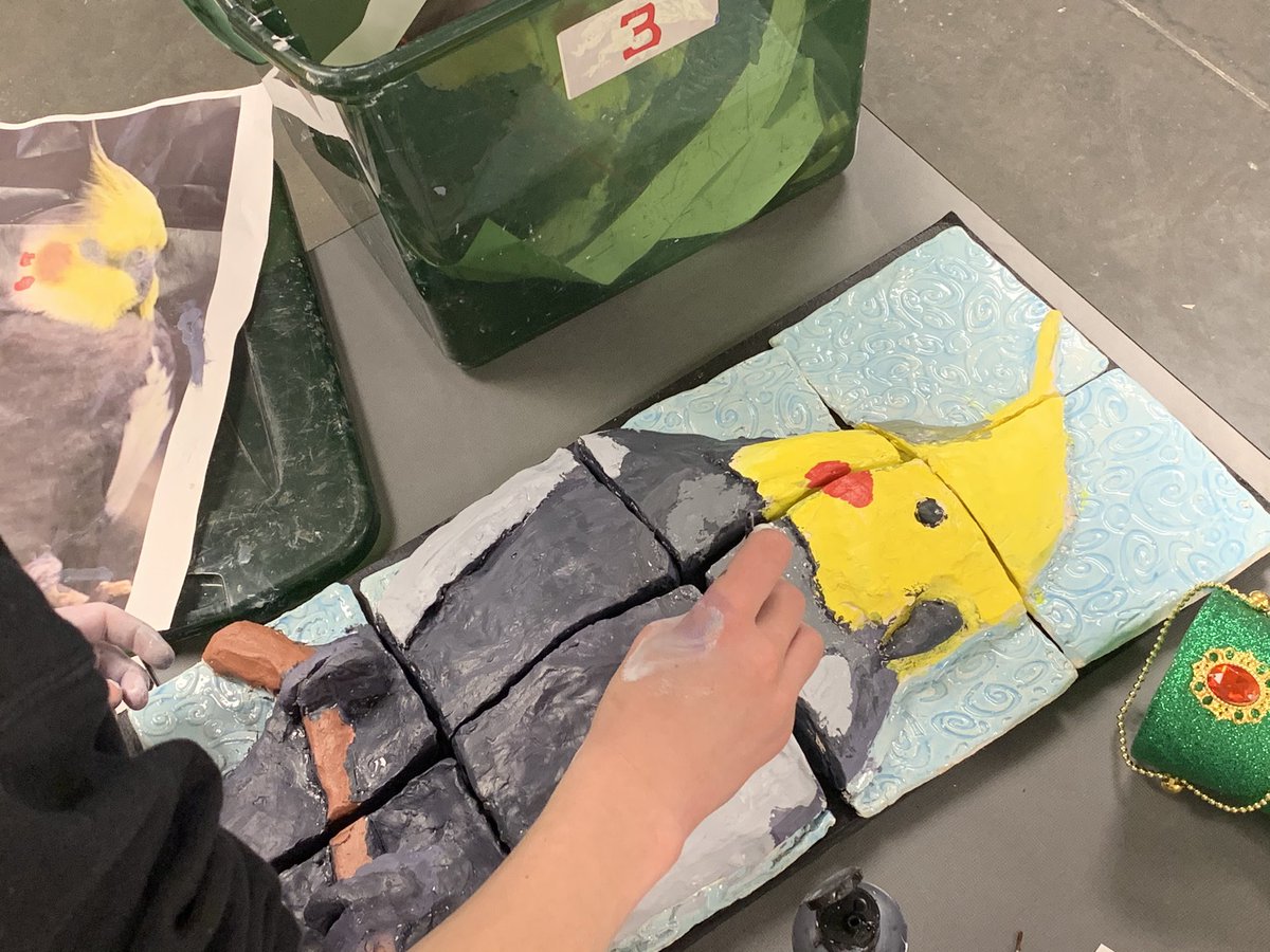 6th graders in the Big Projects enrichment time are winding down their projects! The whole semester was spent working on them! Water color &amp; ink, block printing, torn paper collage, ceramic animal tiles.  <a href="/CCLSChargers/">CCLS - St. Louis</a> #arted #middleschoolart #arteducation