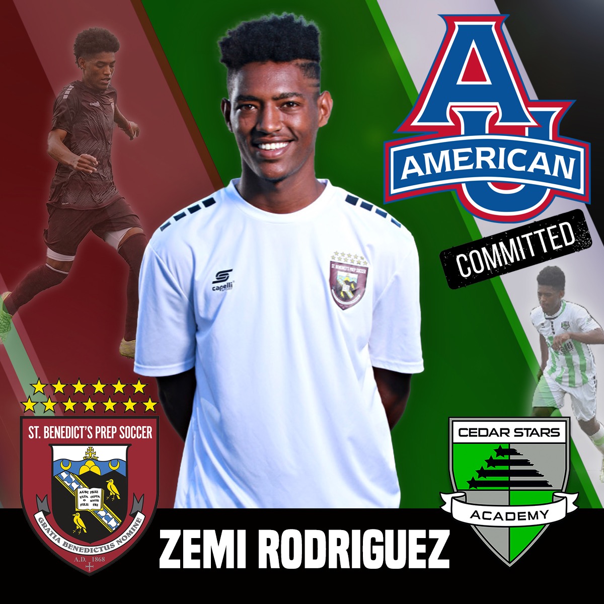 StBenedictsNJ's tweet photo. Congratulations to Gray Bee captain Zemi Rodriguez, who will continue his soccer career on a full scholarship at American Uiversity in Washington, D.C. @SBP_Soccer https://t.co/bQYaMSsbkv