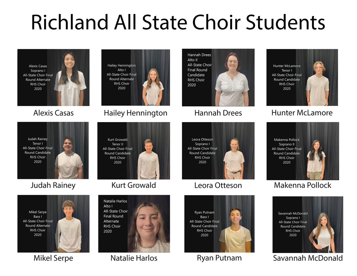 Check out our awesome All-State choir representatives!  Hard work and practice pays off! #RHOS #bisdshines #richlandchoir