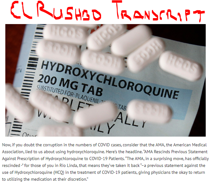 Just one problem thoThe AMA took up the amendment in November... and... GUESS WHAT???The AMA elected NOT to pass the amendment(apparently that factoid seemed to blow past El Rushbo)
