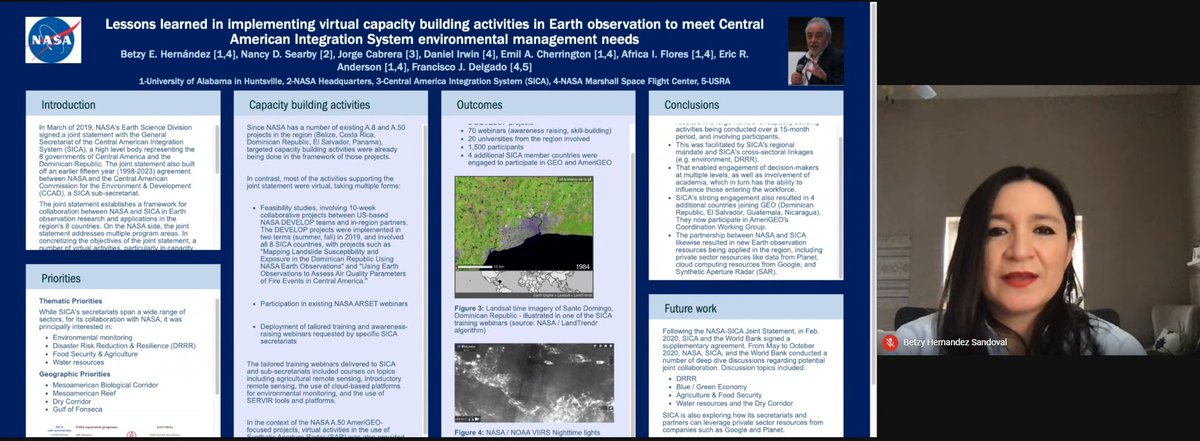  #ICYMI: Did you miss  @EOBetzy's earlier presentation of her poster from  @KEHerndon's  #AGU20 session on  #EarthObservation in the Americas?You can still see her poster, which outlines outcomes of  @NASA's collaboration w/  @SG_SICA:  …https://agu2020fallmeeting-agu.ipostersessions.com/?s=33-A0-BE-8C-97-7A-75-5B-39-8D-35-C7-3A-4A-2E-43&token=K37GzuQgo6.tJAdozO9tAdObQD8w2zS5WK1m56u3ImA https://twitter.com/BZgeo/status/1338899919252426758