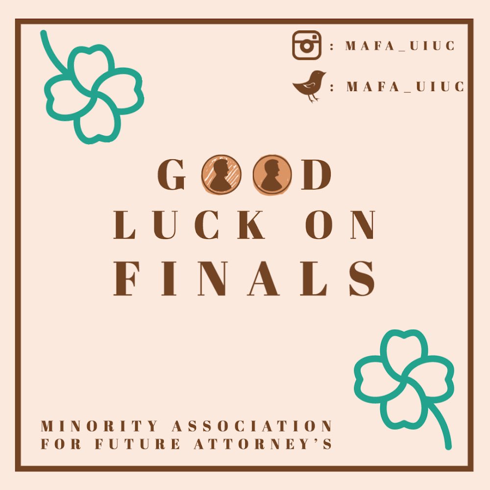 MAFA__UIUC's tweet photo. The MAFA E-board would like to extend our best wishes towards everyone taking finals this week! You got this ✨ https://t.co/j3KjoPf30l