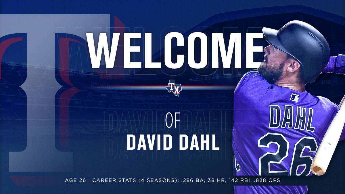 Rangers's tweet photo. Let's give @ddahl21 a proper Texas welcome! https://t.co/LdRXHriR9i
