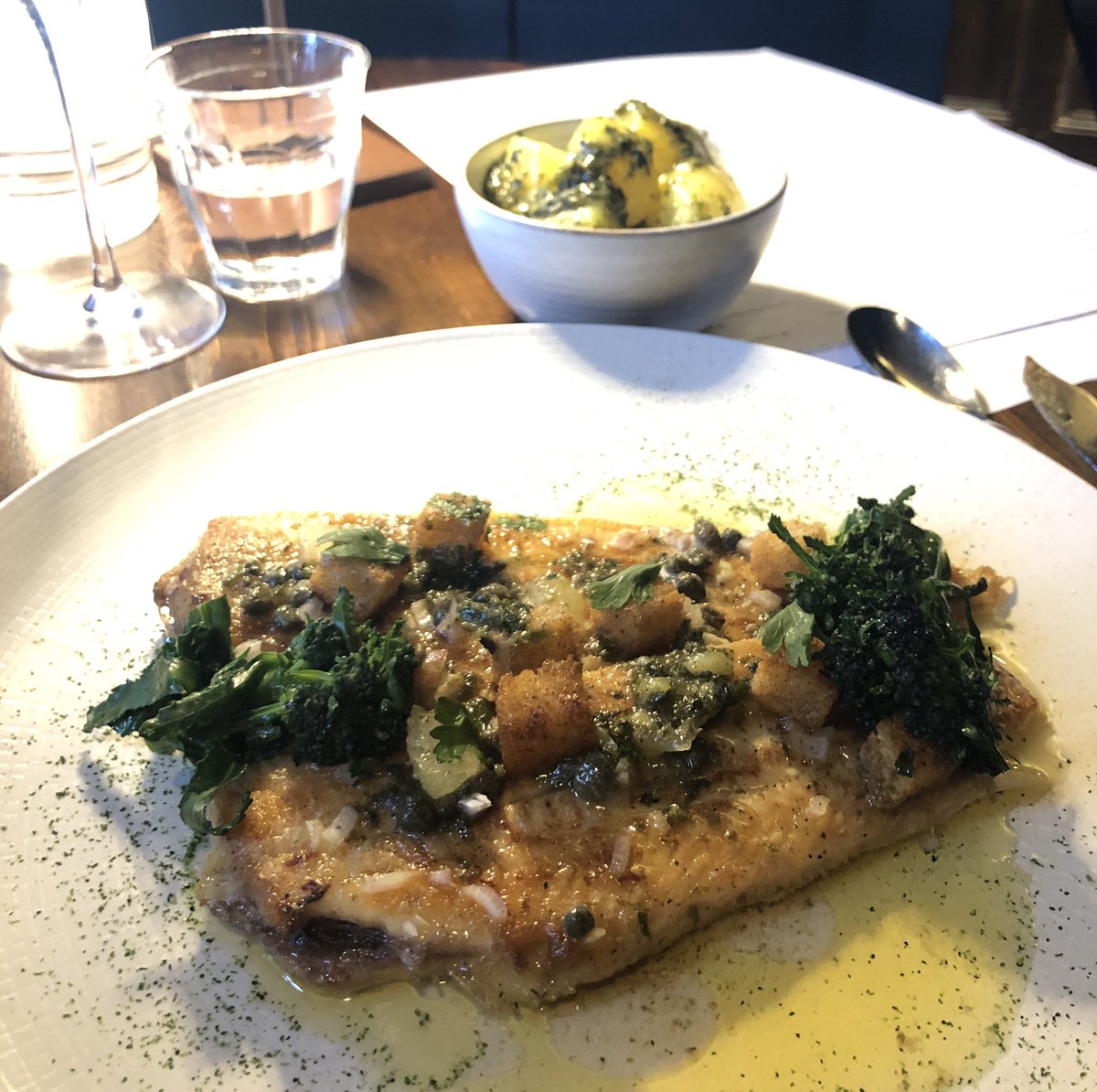 Homemade tonnarelli, crab, dash of chilli + spring onion <a href="/unrulypig/">The Unruly Pig</a>. It’s food to lift the mood, especially when followed by beautiful dayboat slip soles, and a lush semifreddo. Thank you <a href="/DaveLGWall/">Dave Wall</a> <a href="/karlgreen5/">karl green</a> + congrats again on a week of wins <a href="/GoodPubGuide/">The Good Pub Guide</a> <a href="/Top50Gastropubs/">Estrella Damm Top 50 Gastropubs</a> 😊