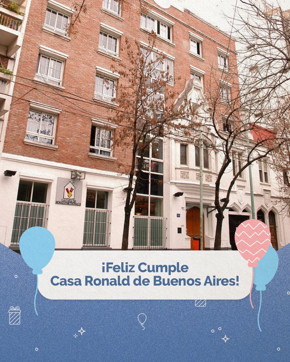 ¡FELIZ CUMPLEAÑOS CASA RONALD BUENOS AIRES! 
Hoy la primera Casa de Argentina cumple 22 años y celebramos haber sido protagonistas de miles de historias. Desde su apertura en 1998, hemos acompañado y cobijado a más de 6.100 chicos y familias y ¡estamos orgullosos!