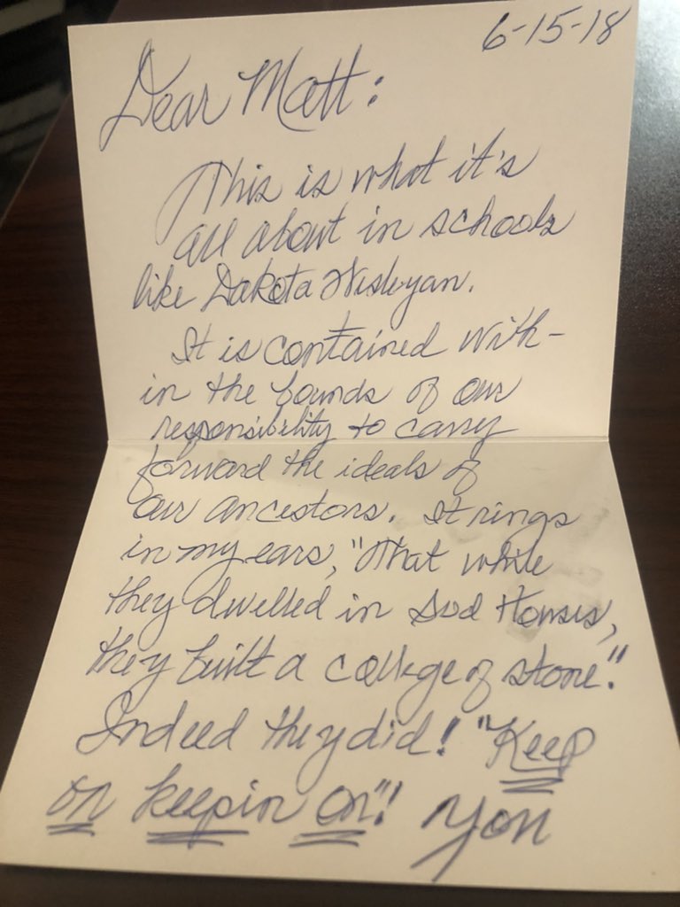Coach_Wilber's tweet photo. I was going through the many hand-written notes I have received from Gordie during my time here. Every one of them is cherished but this one stuck out today. We will never stop trying! Thank you for your time, effort, and example! You have made a lasting impact on me and so many. https://t.co/ed5sqa8TdQ