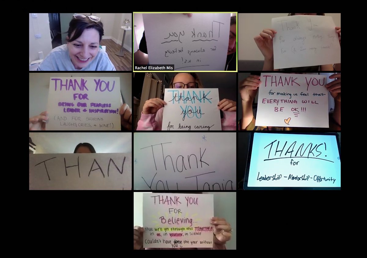 TUcogneuropsych's tweet photo. The #GioLab had to participate in this trend to thank our fearless leader, @TaniaGio13 , for her unwavering support, for keeping us going despite many setbacks, and for adding laughter to this challenging year. Thank you to Tania AND to teachers everywhere #thankyouteachers https://t.co/ZbLcBRlwvL