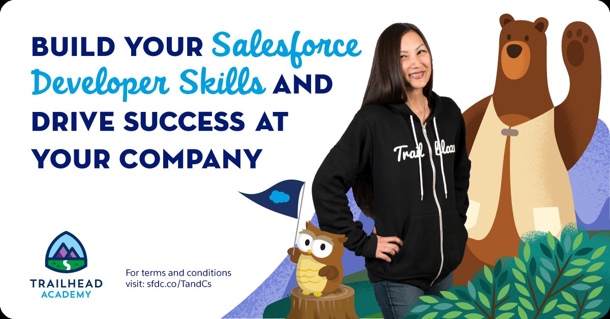 trailhead's tweet photo. 📣20% off ALL expert-led Developer Trailhead Academy classes.

Skilled developers empower businesses to adapt quickly. Build your skills and help your company go digital fast. 

Use promo code THDEV20. Limited time offer till Jan. 31, restrictions apply
https://t.co/QcZtHmS6sS https://t.co/N23HSDrHbJ