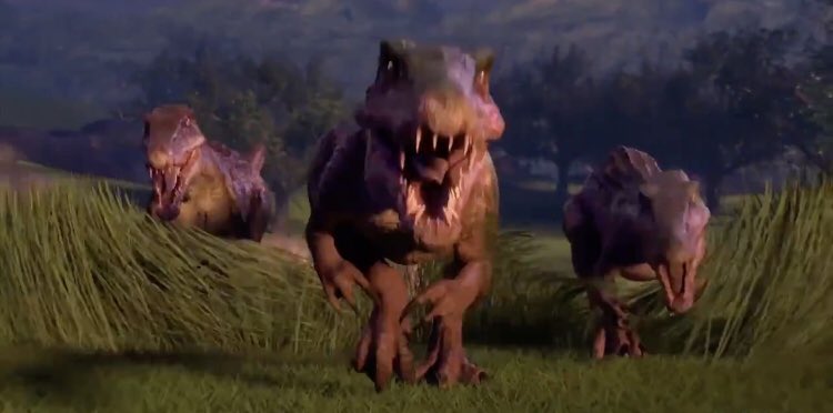 Raptor squad WHO?Also I wonder if the baryonyx from Fallen Kingdom is one of these, and when Claire and Franklin showed up she was like "sick, the snacks keep getting delivered"