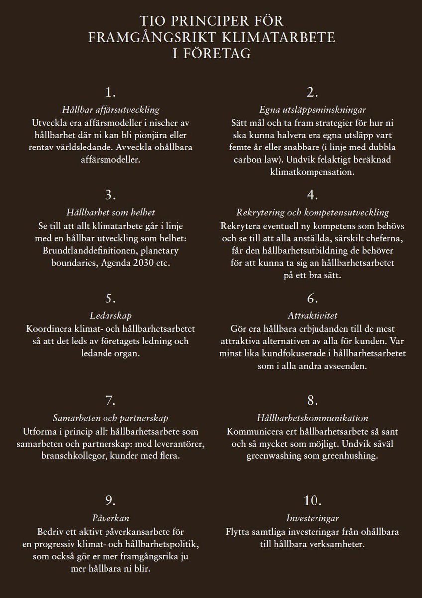 Idag börjar mitt bolagsstyrelseuppdrag för Gullers Grupp!

Det första jag kommer göra - förutom att lära mig bolaget mycket bättre i detalj - är att screena det och dess möjligheter utifrån dessa 10 principer. 

Ur #exponentiellklimatomställning Använd dem så mycket ni vill!