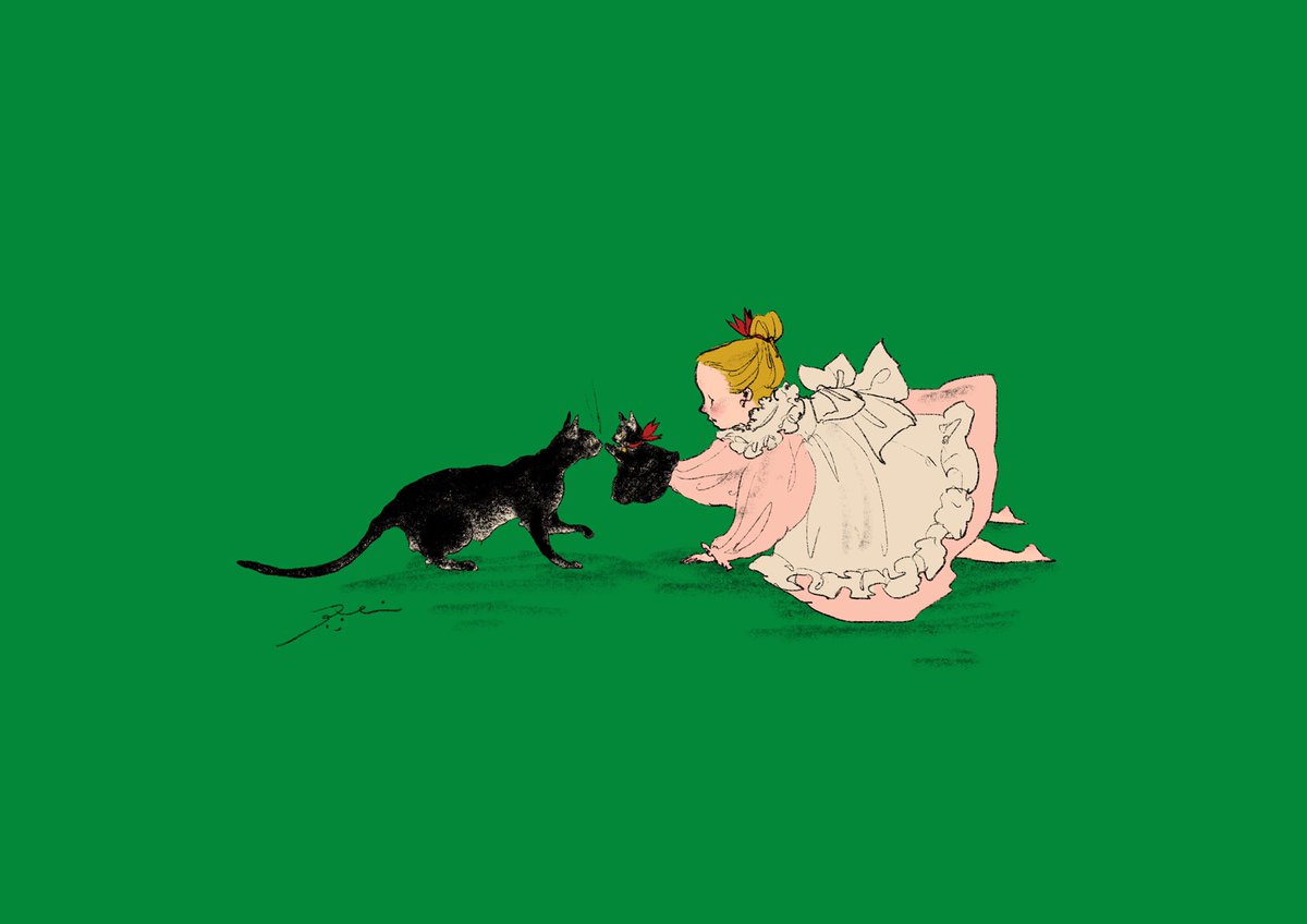 「絵に描い子みたいな黒猫パペットと奇跡のような出会い?‍⬛✨
シュタイフに黒猫のパ」|くらはしれいのイラスト