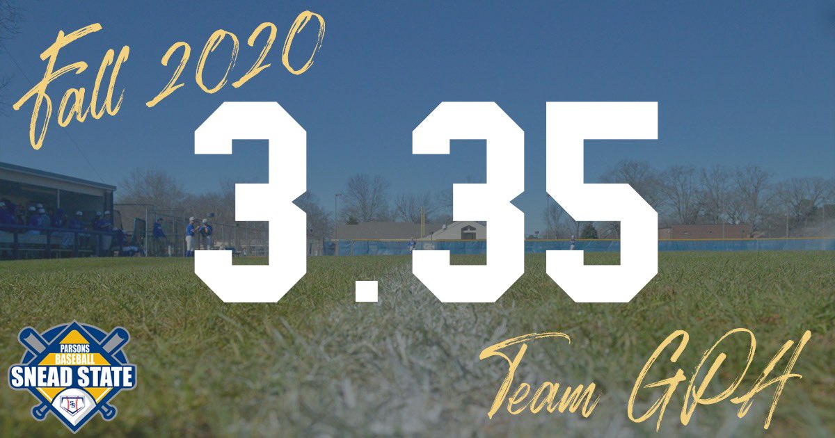 SneadBaseball's tweet photo. We are extremely proud of our players hard work both on and off the field this semester especially during these unprecedented times. Congrats on recording the highest team grade point average in program history! ⚾️
#ParsonPride #ParsonBaseball https://t.co/ILhVnAq8ap