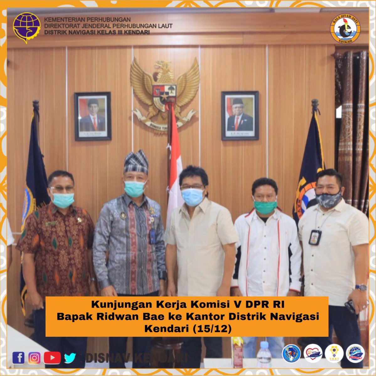 DistrikKendari's tweet photo. #KawanLaut , Kemarin , Selasa 15 Desember 2020 Komisi V DPR RI  Bapak Ridwan Bae melakukan kunjungan kerja ke Kantor Distrik Navigasi Kelas III Kendari , didampingi Kepala Kantor Distrik Navigasi Kendari Bapak Suyadi , SE., M,Si  dan Kasubag TU Bapak Tandi Allo Tandung, S.Sos . https://t.co/CuEDAhQqQx