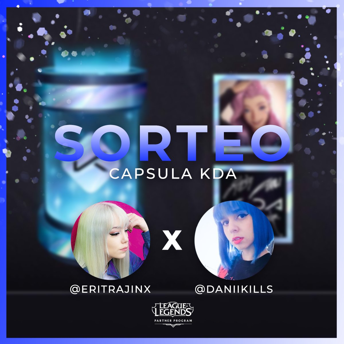EritraJinx's tweet photo. 👑𝐒𝐎𝐑𝐓𝐄𝐎 𝐂𝐀𝐏𝐒𝐔𝐋𝐀 𝐊𝐃𝐀 👑
✨Incluye: Campeón+Skin+Chroma✨

Para participar: 
🔹Seguir a @DaniiKills  &amp; @eritrajinx
🔹Like + RT a este tweet ♥️ 🔁
🔹Comenta tu Servidor🌎+ Etiqueta un amigo 👥
#LeaguePartner | #LPP | #SociosDeLoL| #LeagueOfLegends https://t.co/PiUP2qSQ4R