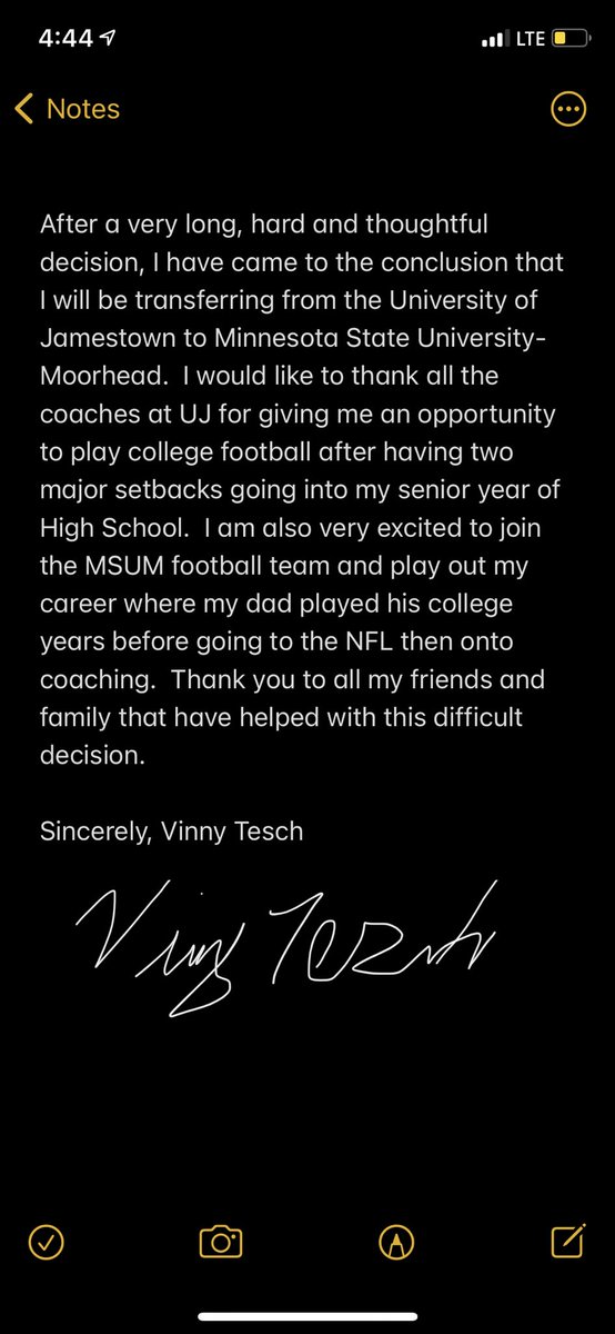 Vinny_Tesch's tweet photo. Dear friends, family and coaches... https://t.co/p168jx3A08