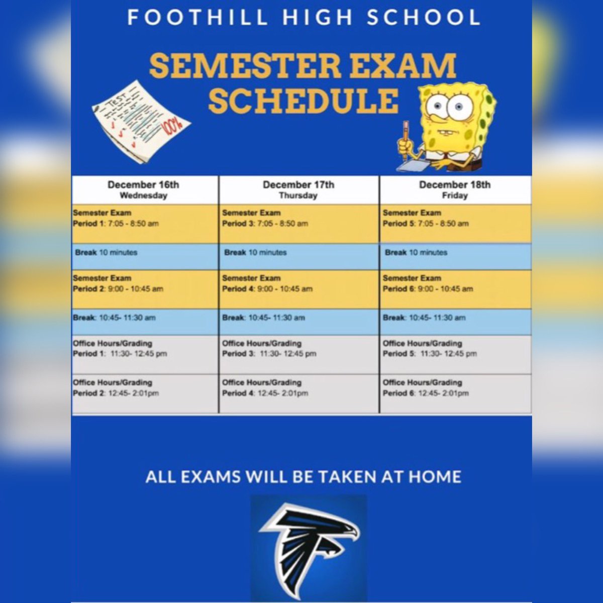 FSTNews's tweet image. Here is this week’s schedule for semester exams!! Good luck everyone!!