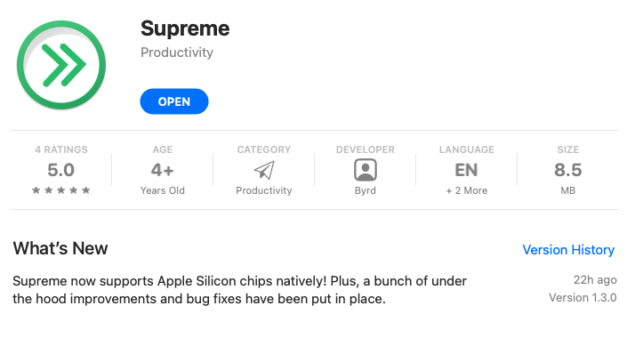 supreme_app's tweet photo. Supreme now support Apple Silicon natively 🤙 https://t.co/raQGwKg9o5