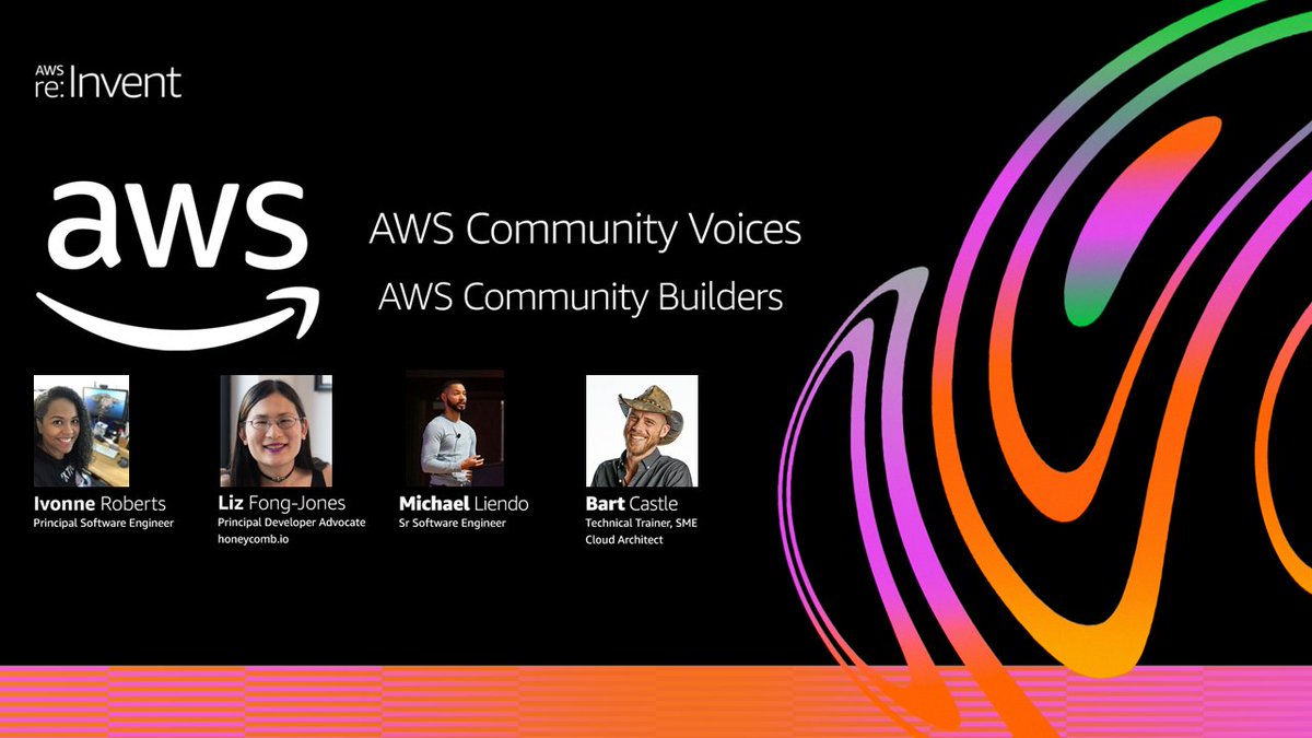 jasondunn's tweet photo. In what I know will be an 🔥amazing event🔥with four brilliant Community Builders, @ivlo11 @lizthegrey @mtliendo and @cloudbart will be discussing all things #reInvent2020  on the Dec 17th episode of Community Voices at 11am PST / 7pm GMT. Join us!

https://t.co/mezRKUxOX6 https://t.co/OUlSFc74KH