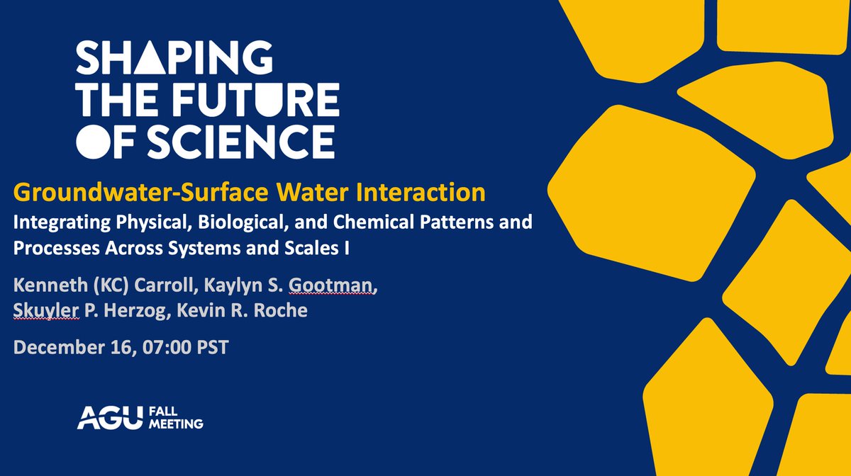 Join us tomorrow (Dec 16, 7a PST) for the final Groundwater-Surface water interaction session at #AGU20! Flume, field, theory of everything? We've got something for everyone!
agu.confex.com/agu/fm20/meeti…
<a href="/Hydrology_AGU/">Hydrology Section AGU</a> <a href="/skuylerherzog/">Skuyler Herzog</a> <a href="/kcc_carroll/">Kenneth C. Carroll</a> @KSGootman