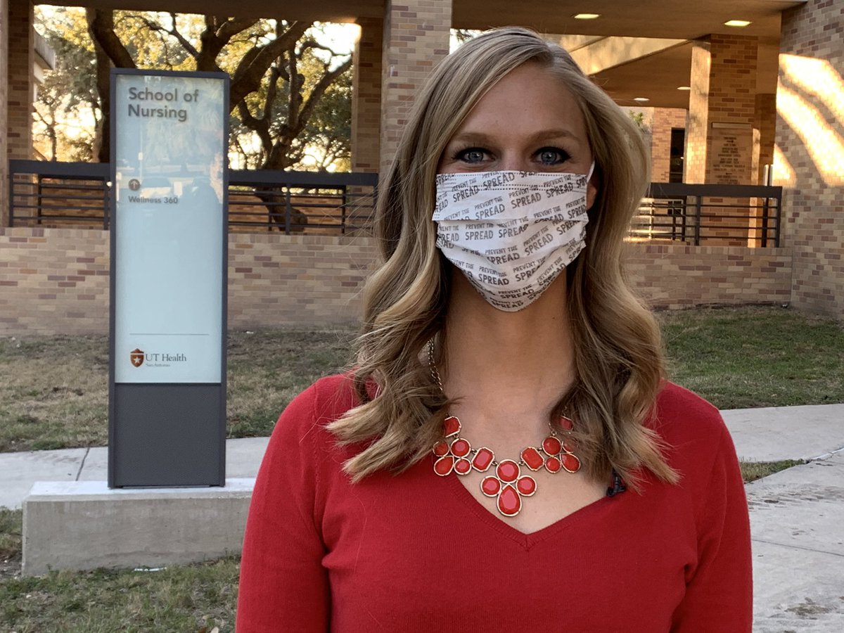 jeffjohnsey's tweet photo. KENS TV’s Leah Durain before and after the lighting process at 5pm at UTHSCA School of Nursing live shot. https://t.co/UvtH9KjCdg