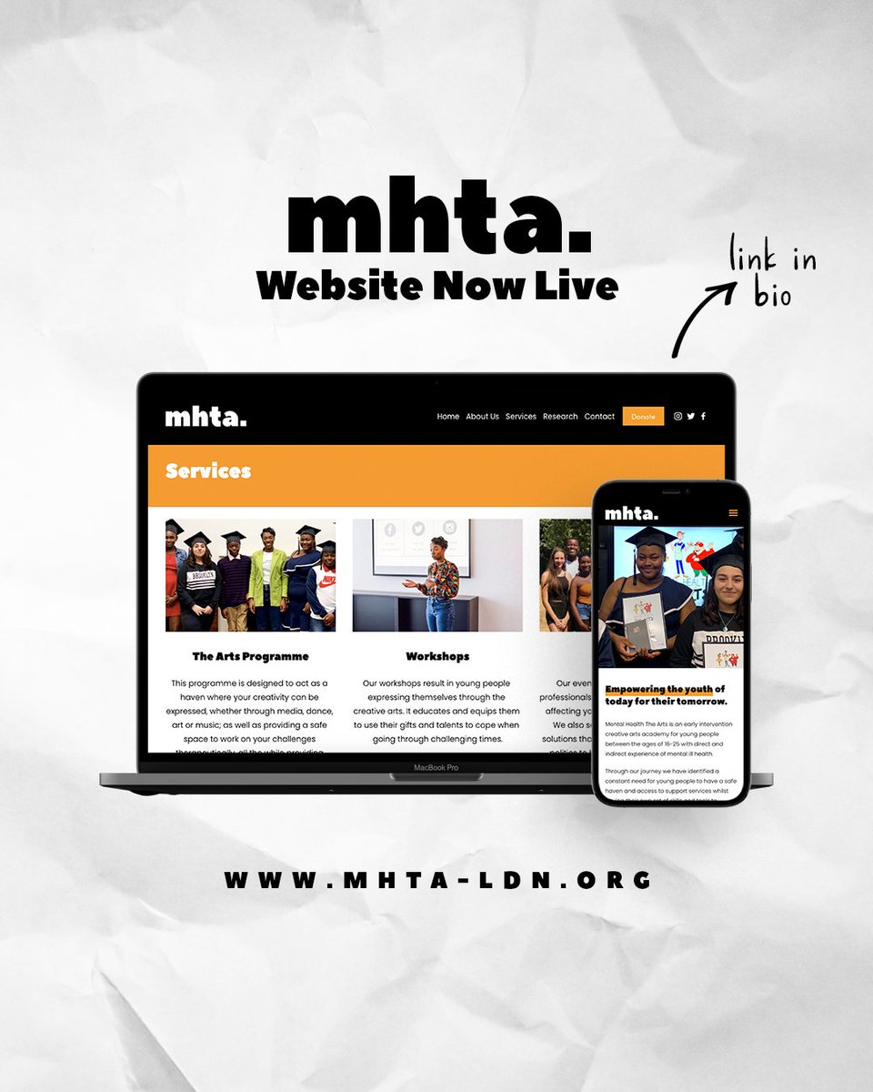 We at MHTA would love to share our new website with you all! 

Click here: mhta-ldn.org

Stay connected with us and you’ll hear (literally) some great things from us soon!

#MentalHealth #creativity #research #youngcarers