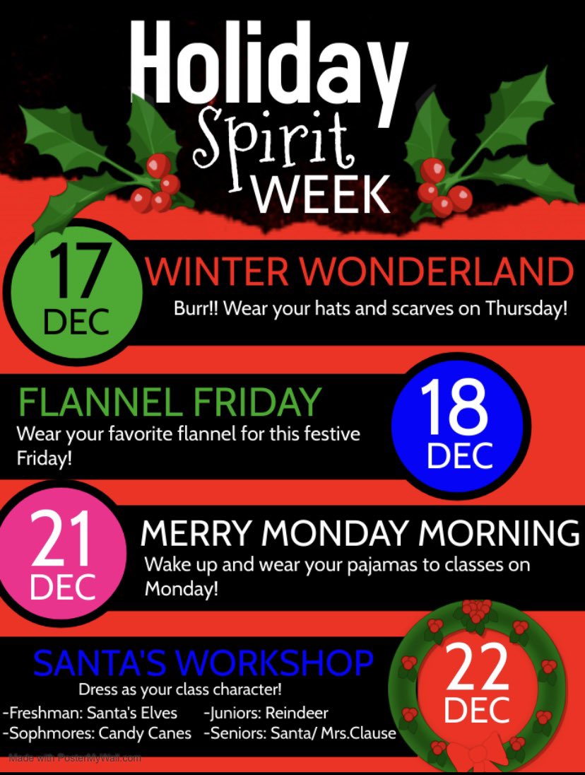 Spirit week starts Thursday!!