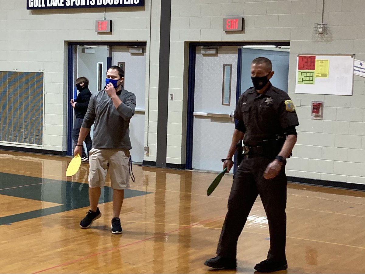 glcs_pe's tweet photo. 5th hour pickleball championship! It is always a great time when Officer Kelm stops by. #glcms https://t.co/bP3ljwlFkR