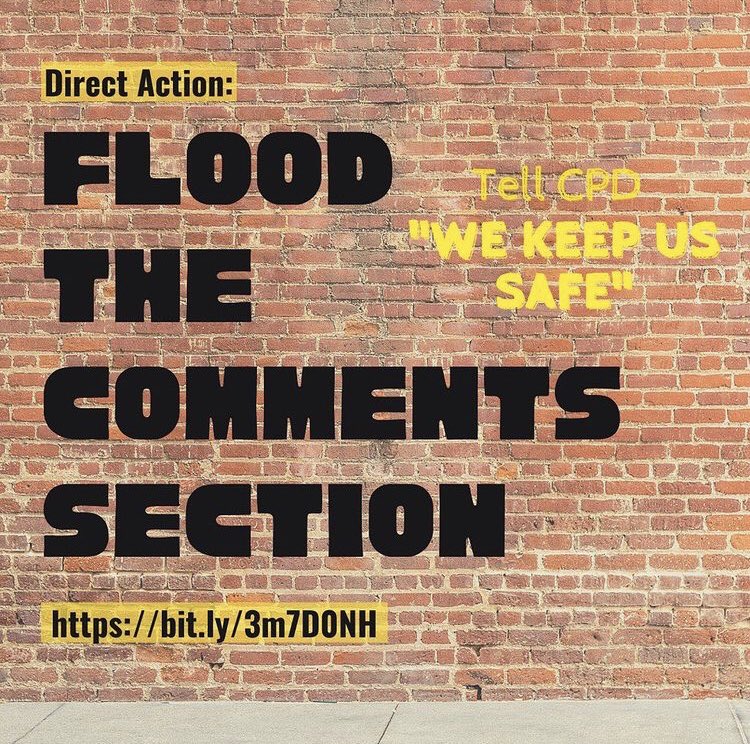 Quick action! CPD has opened up comments on the Use of Force policy, as mandated by the consent decree. Let’s tell them what we think about their violent, racist policies by flooding the comments section 🙃 #DefundCPD