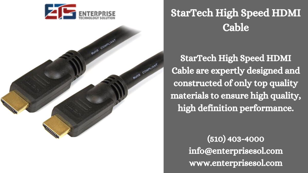 StarTech High Speed HDMI Cable are expertly designed of only top quality materials to ensure high quality.

#Enterprise #Technology #Solutions #infrastructure #Business #Startech #Highspeed #HDMI #Cable #iotdevices #gsa #schedule