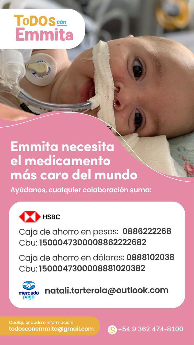 carlasamudio's tweet photo. Emmita necesita ma vacuna más cara del mundo 2.125.000 millones de dólares es lo que cuesta. Si tan solo 2 millones de personas donaran  $160 logramos el objetivo en tiempo récord. Por favor ayúdanos🙏🏼🙏🏼 https://t.co/7fdCo6SCI2