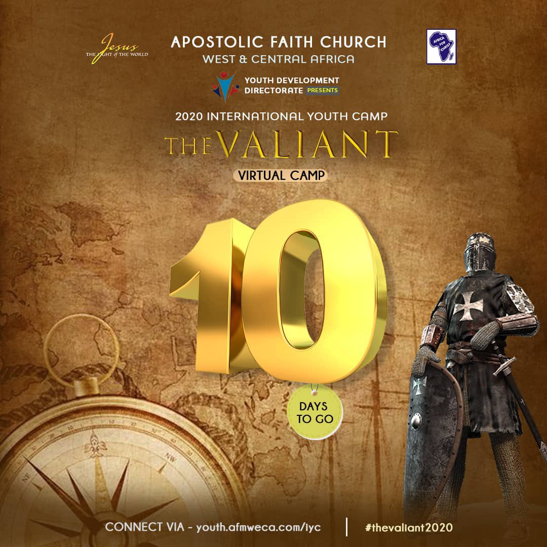 AFMWECAYouth's tweet photo. Dear Friends,

It’s 🔟 Days to the 2020 International Youth Camp.

#thevaliant https://t.co/kXPJLyiT9f